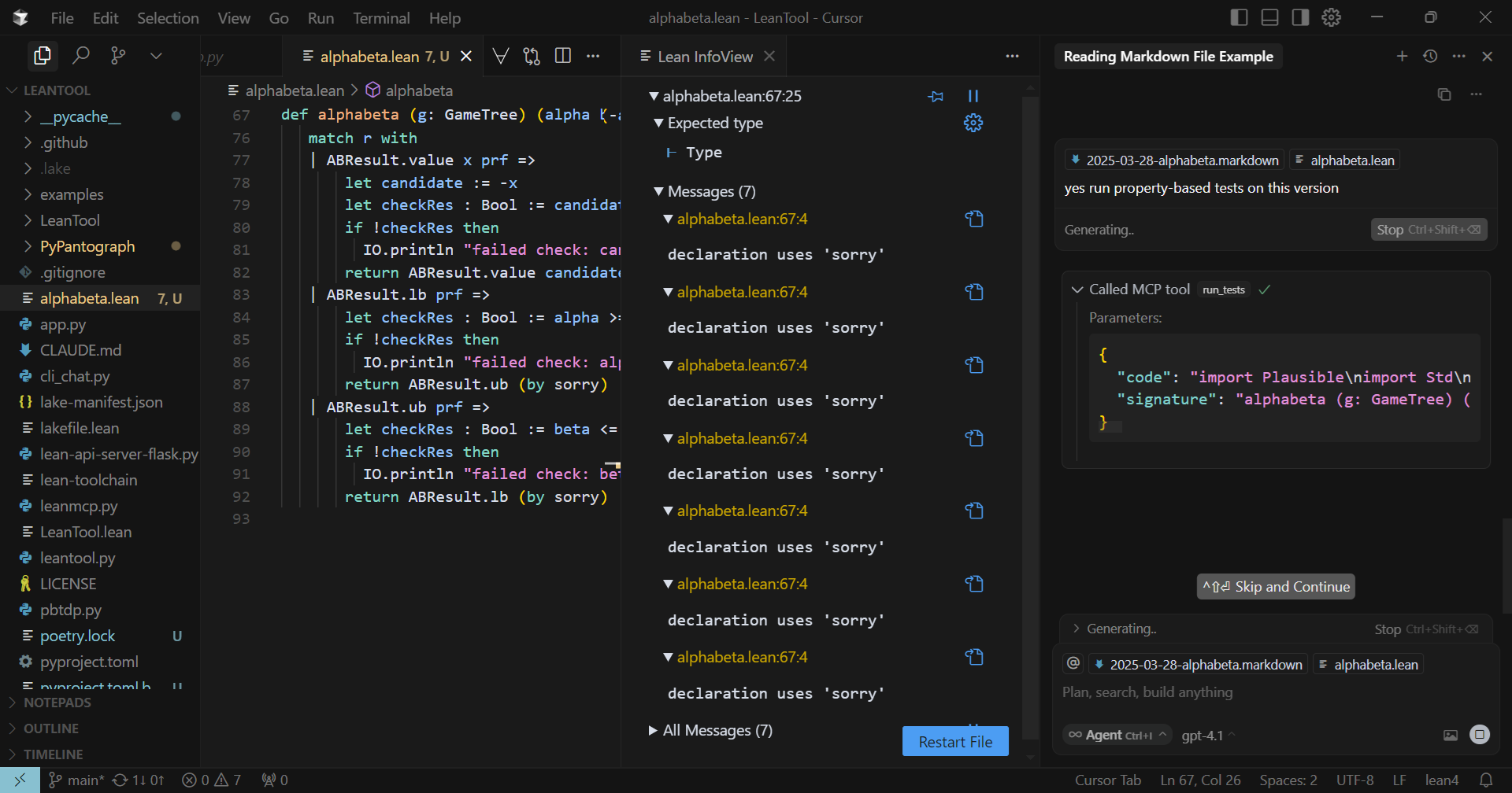 Screenshot of our framework running in Cursor